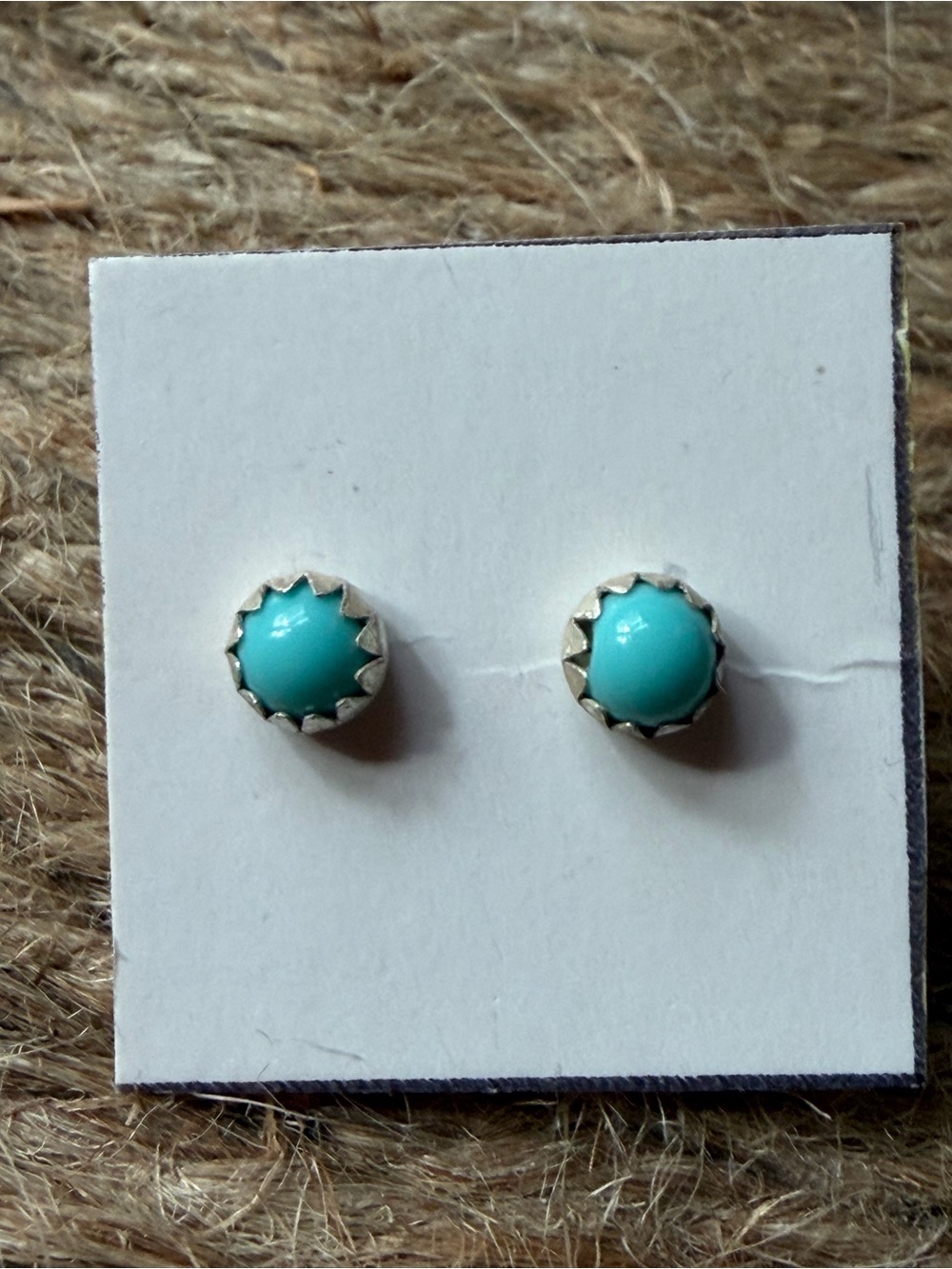 Linda Yazzie Turquoise Sterling Silver-Trim Stud Earrings - Women Jewelry